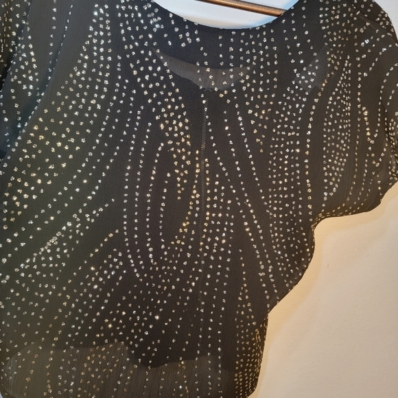 Vintage Rumours sequined see-through black top. Small - Picture 4 of 16